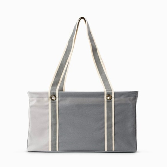 Thirty One Medium Utility Tote in Grey Colorblock with Monogram - Picture 4 of 5